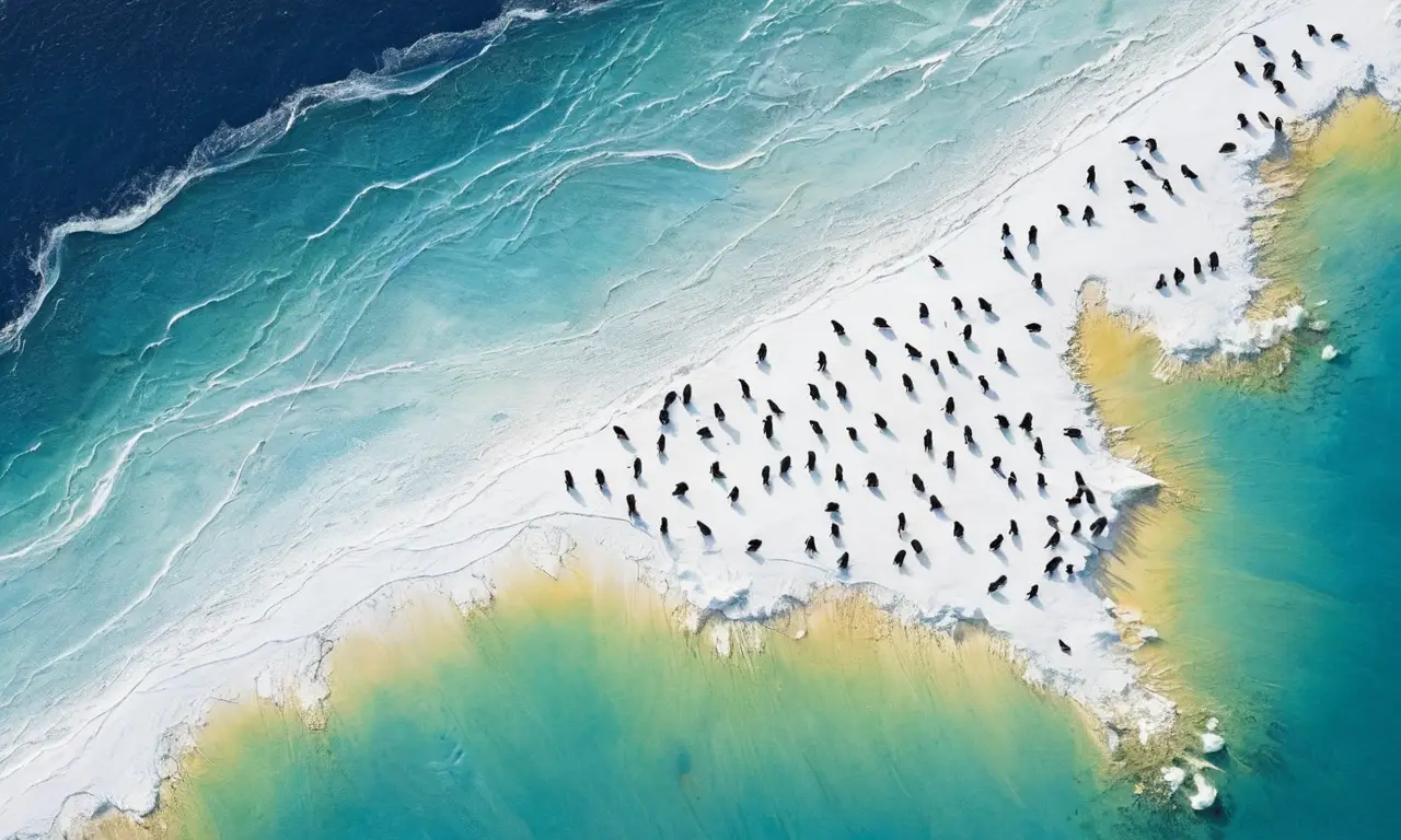 Mapa vibrante de pingüinos en la Antártida