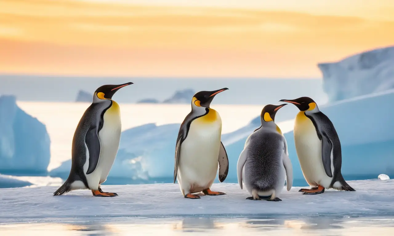 Pengüinos emperador en un paisaje antártico