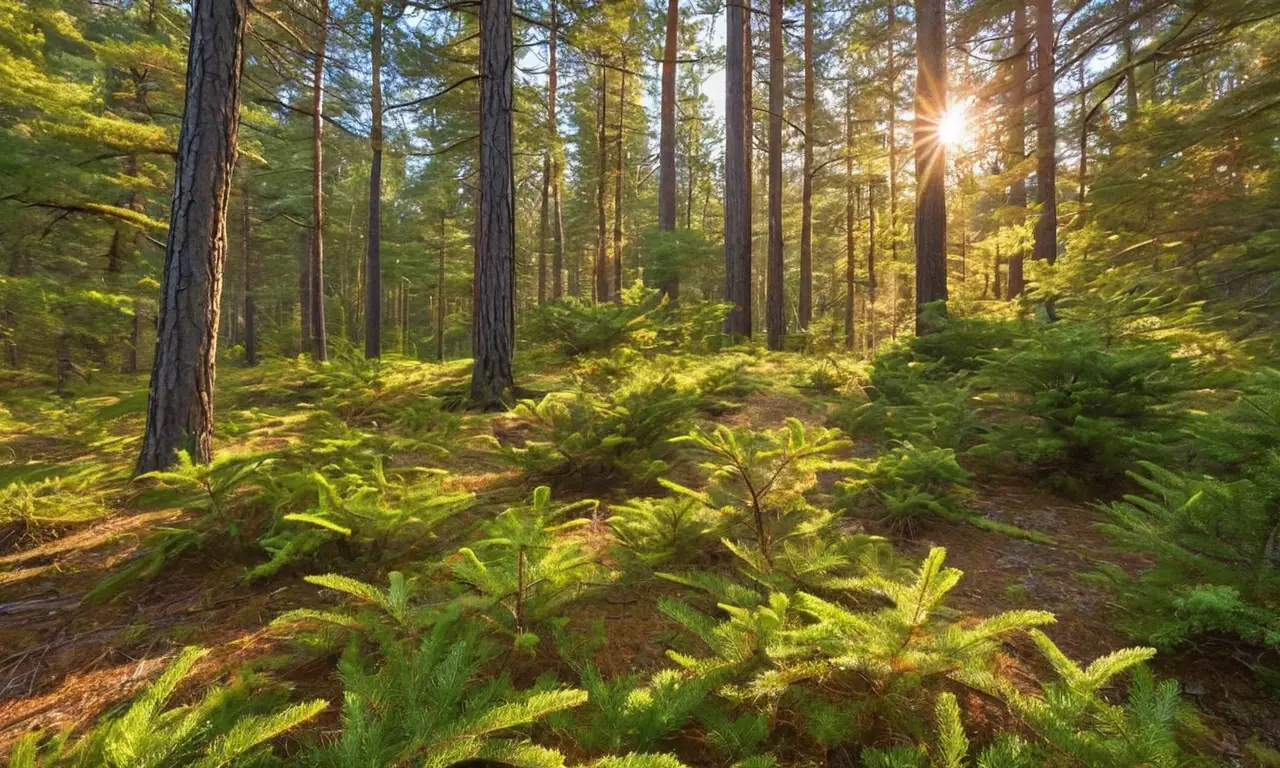 Bosque de pinos sereno y vibrante