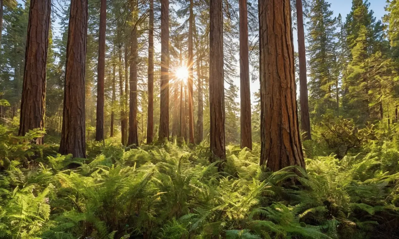 Bosque de pinos californianos en serenidad