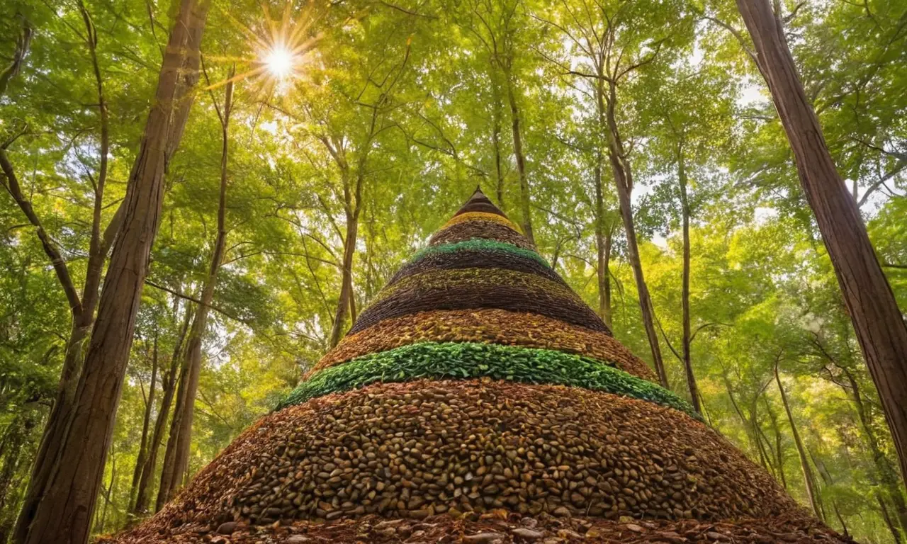Pirámide vibrante que muestra ecosistemas interconectados