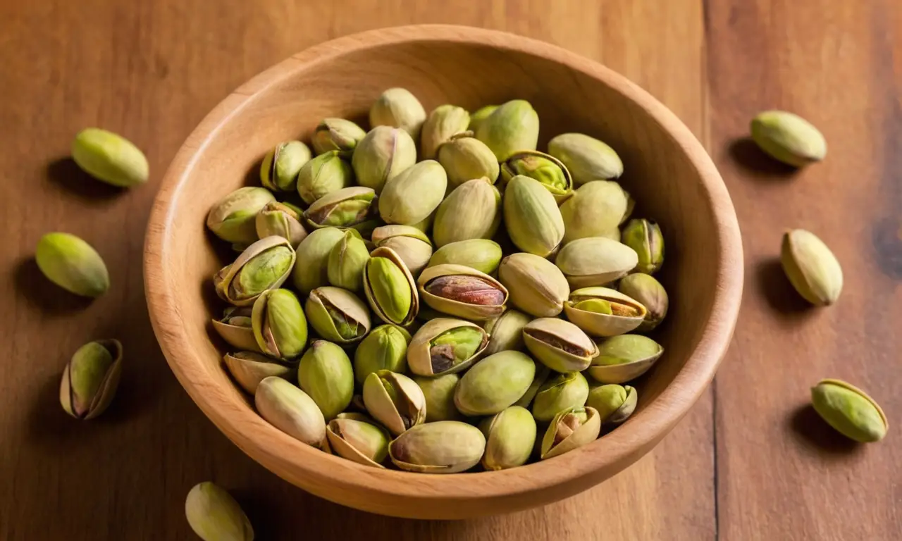 Bola de pistachos brillantes y abundantes