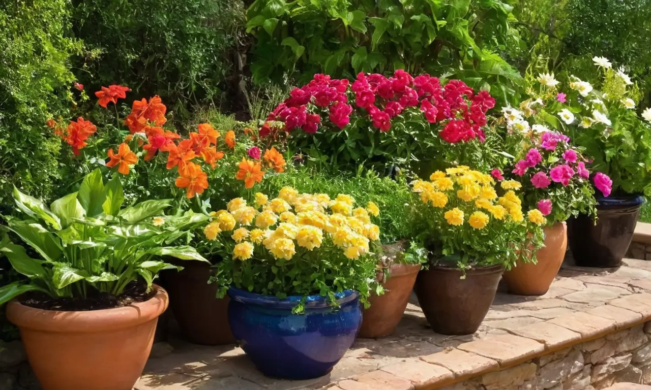 Vibrante naturaleza en jarrones terracota