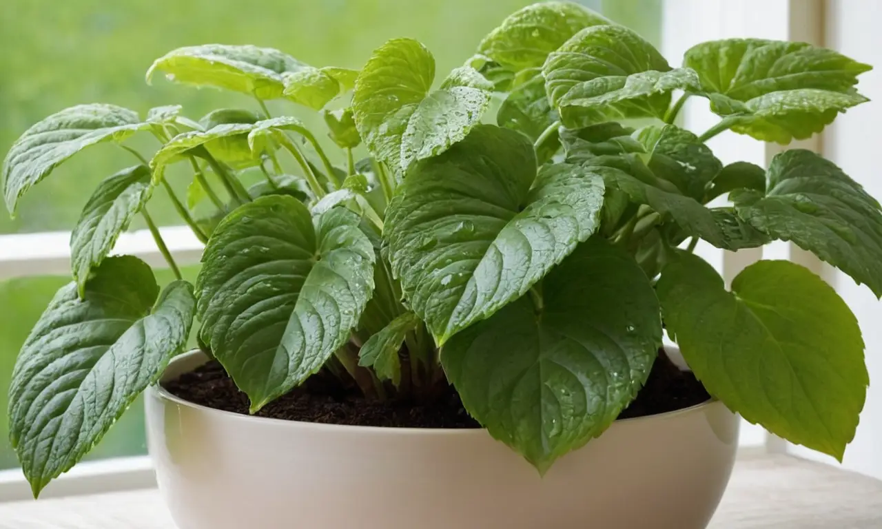Planta verde en maceta blanca ilumina armonía