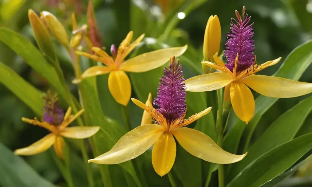 Flores tropicales vibrantes en exuberante naturaleza