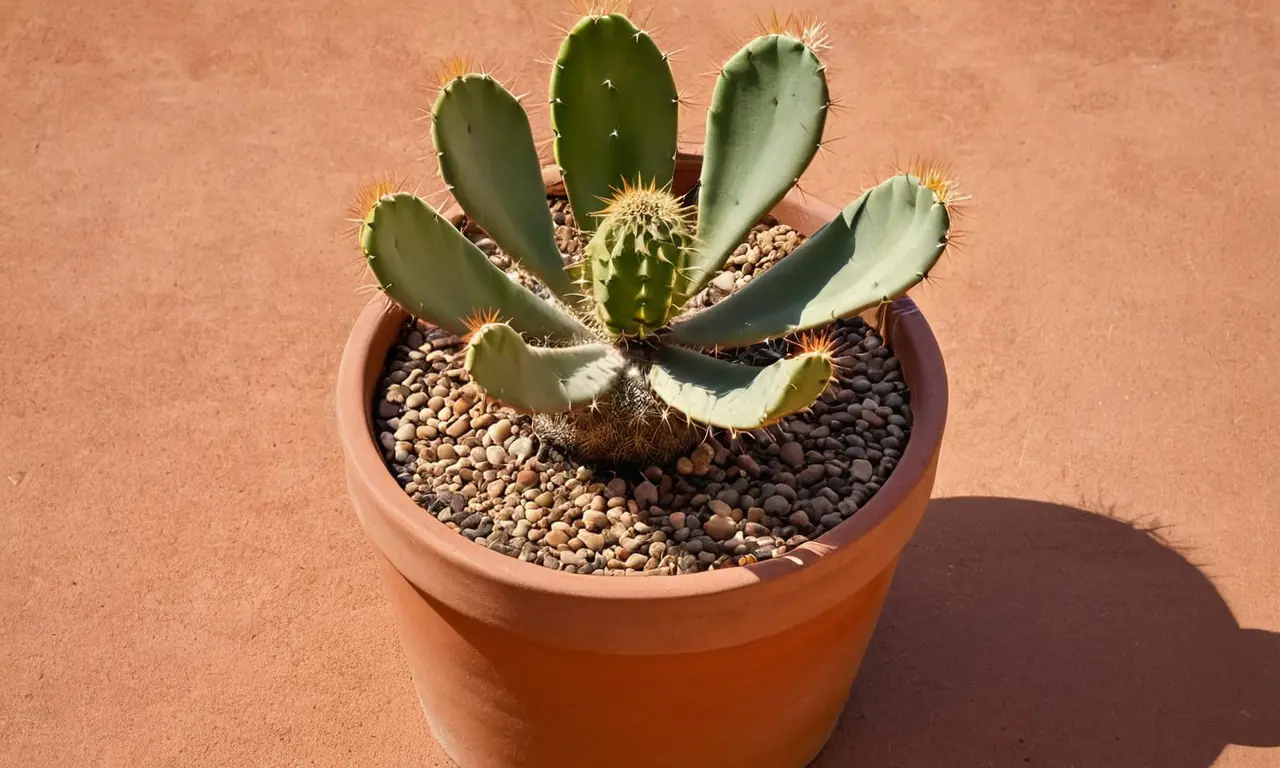 Cacto vibrante en maceta terracota armoniosa