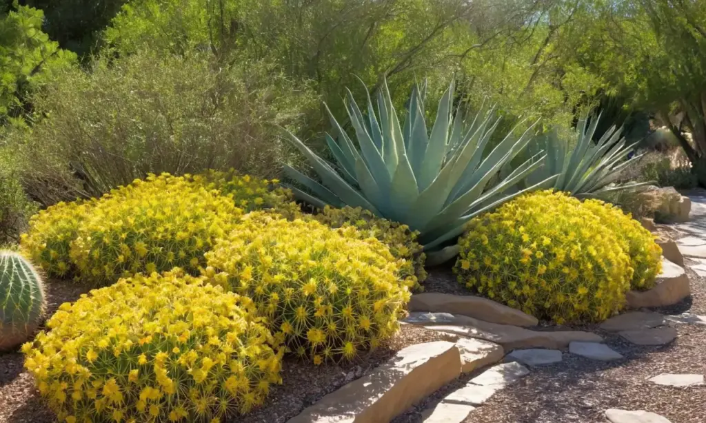 Escena natural vibrante con plantas y flores