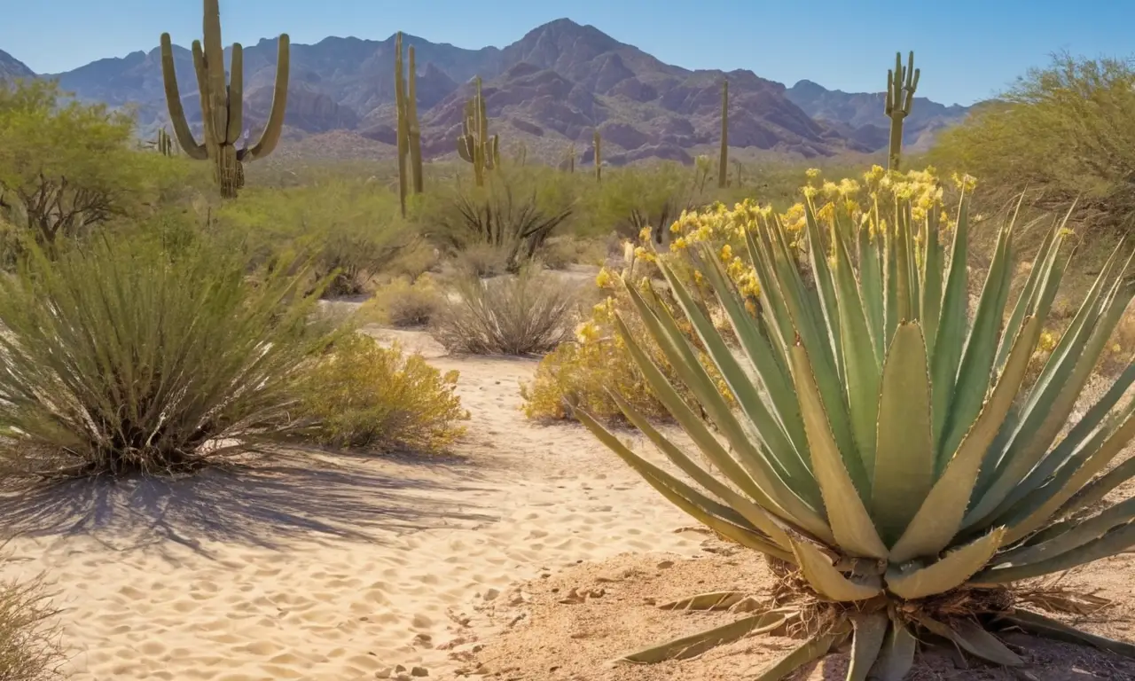 Desierto soleado con biodiversidad y belleza rugged