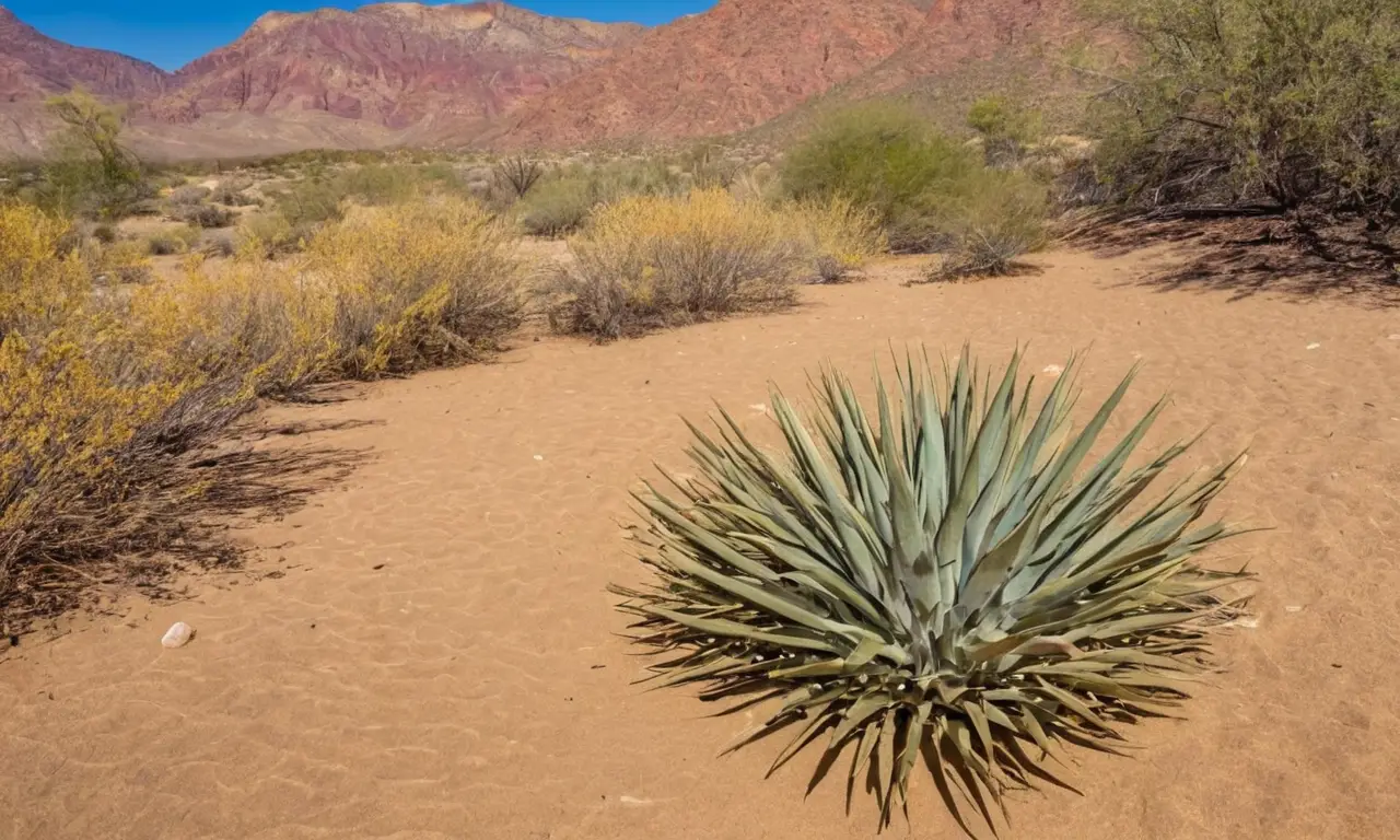 Hojas carnosas verdes brillantes en desierto
