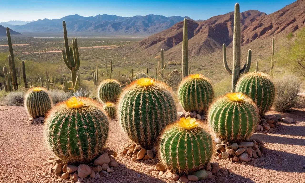 Cactus verdes resaltan en un escenario desértico