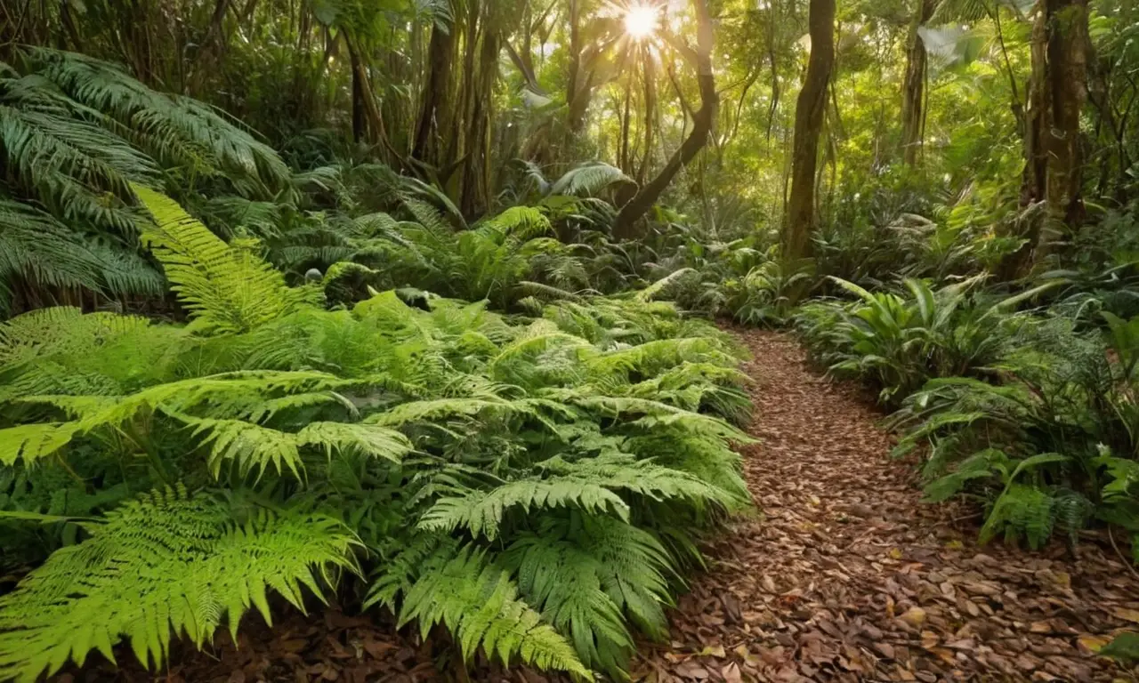 Grupo unido cuida plantas en un bosque