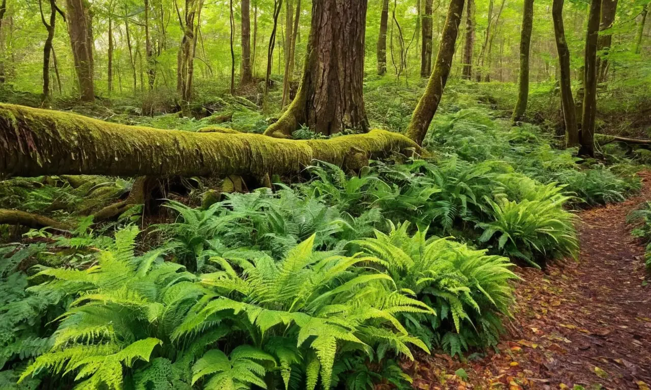 Bosque vibrante y sereno con flora diversa