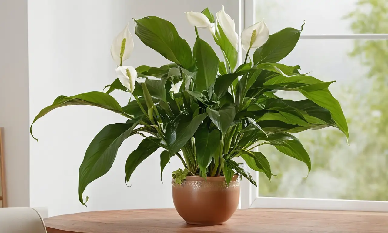 Planta de lirio de paz irradia frescura