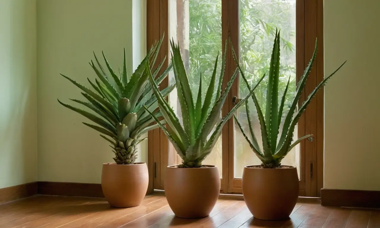 Aloe Vera en macetas crea un ambiente sereno