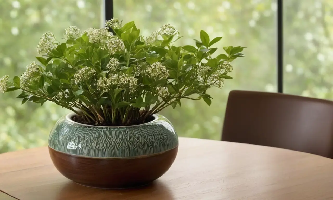 Planta verde en maceta sobre mesa