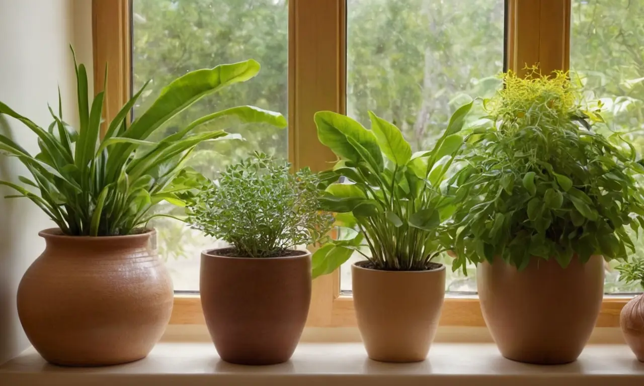 Plantas variadas iluminadas y llenas de vida