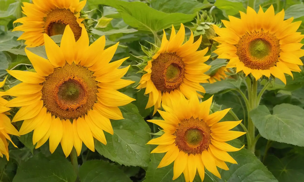Girassoles brillantes en un jardín vibrante