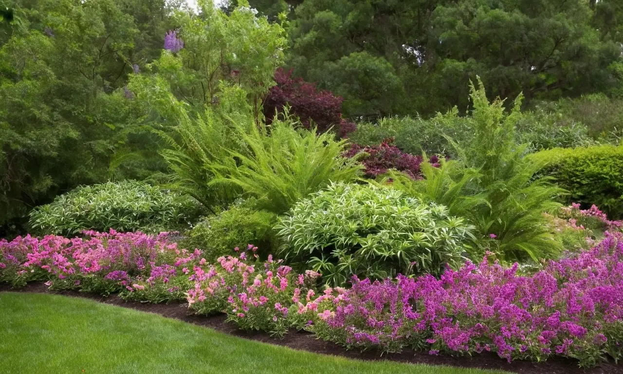 Jardín sereno con flores y mariposas vibrantes
