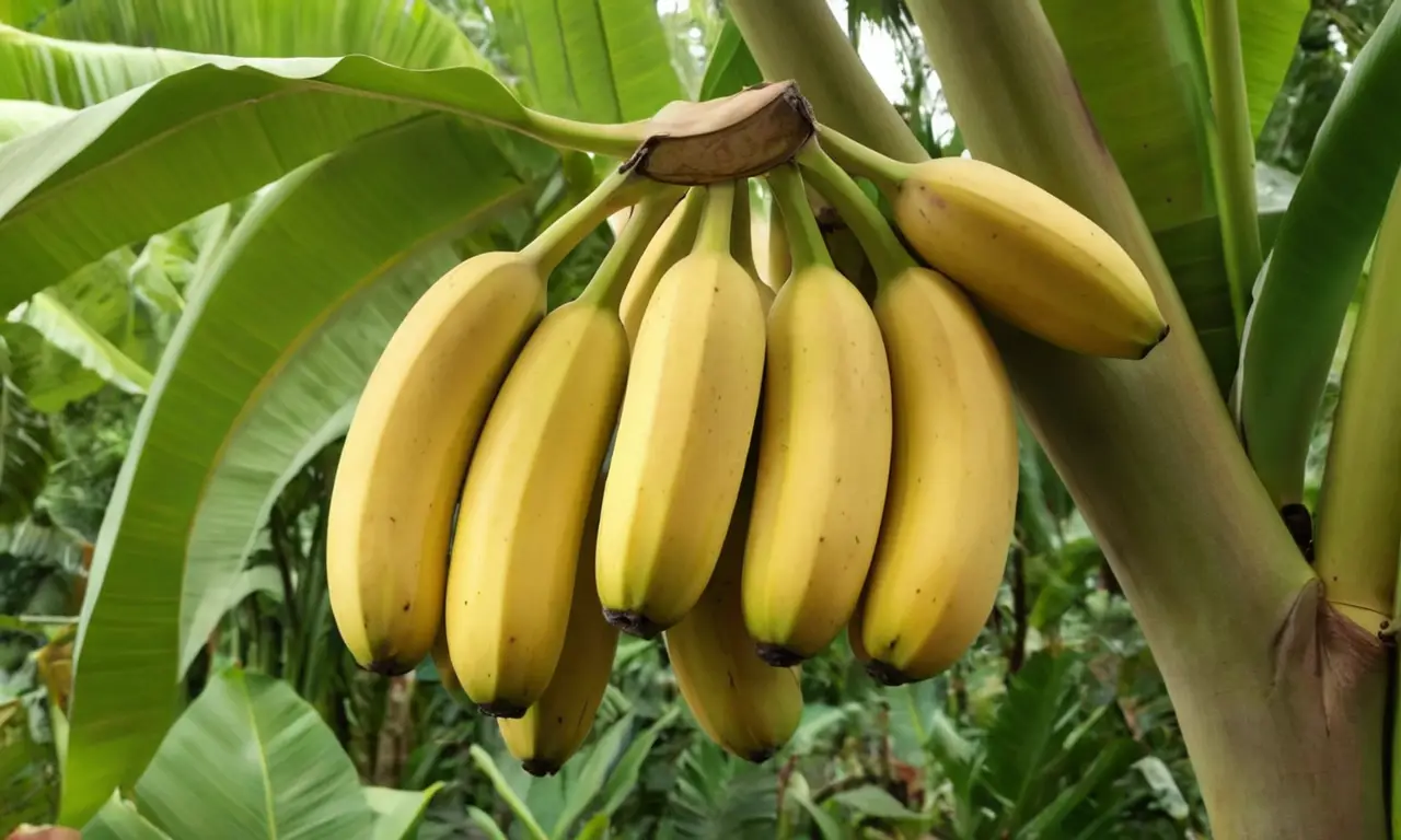 Plátanos maduros destacan en un entorno tropical