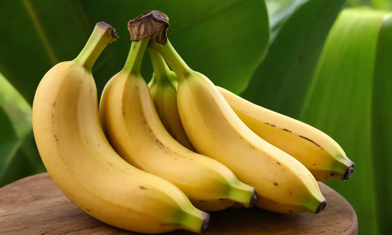 Bananas amarillas brillantes en un entorno tropical