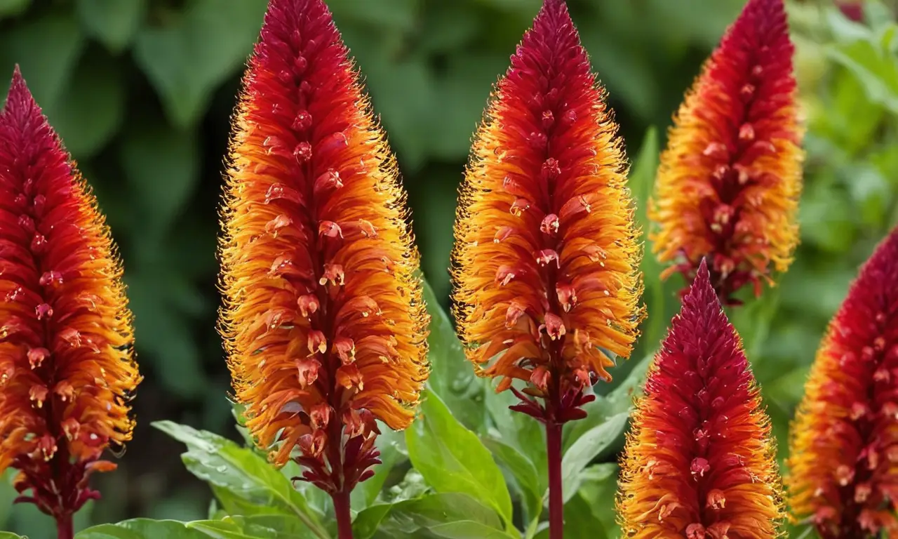 Flores de Celosia plumosa brillan vibrantes