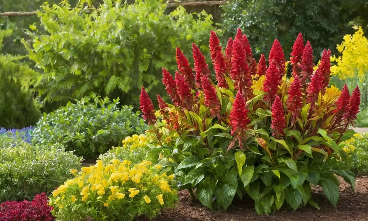 Flores de celosia vibrante en un jardín