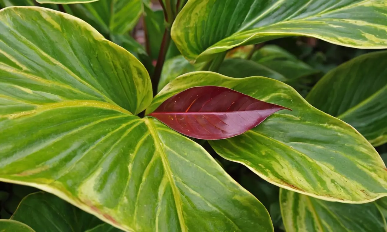 Hojas de Cordyline en un entorno vibrante
