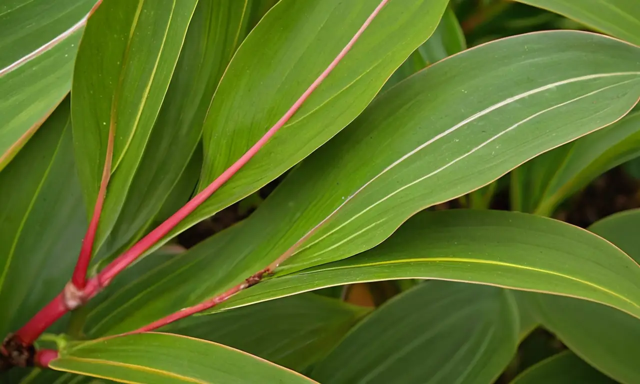 Hojas de Cordyline fruticosa en vibrantes colores