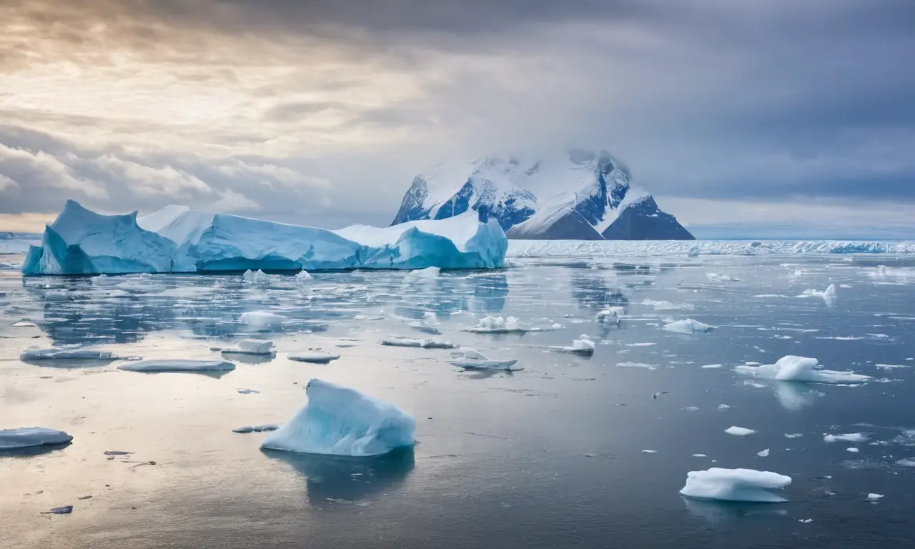 Paisaje helado que refleja urgencia ambiental