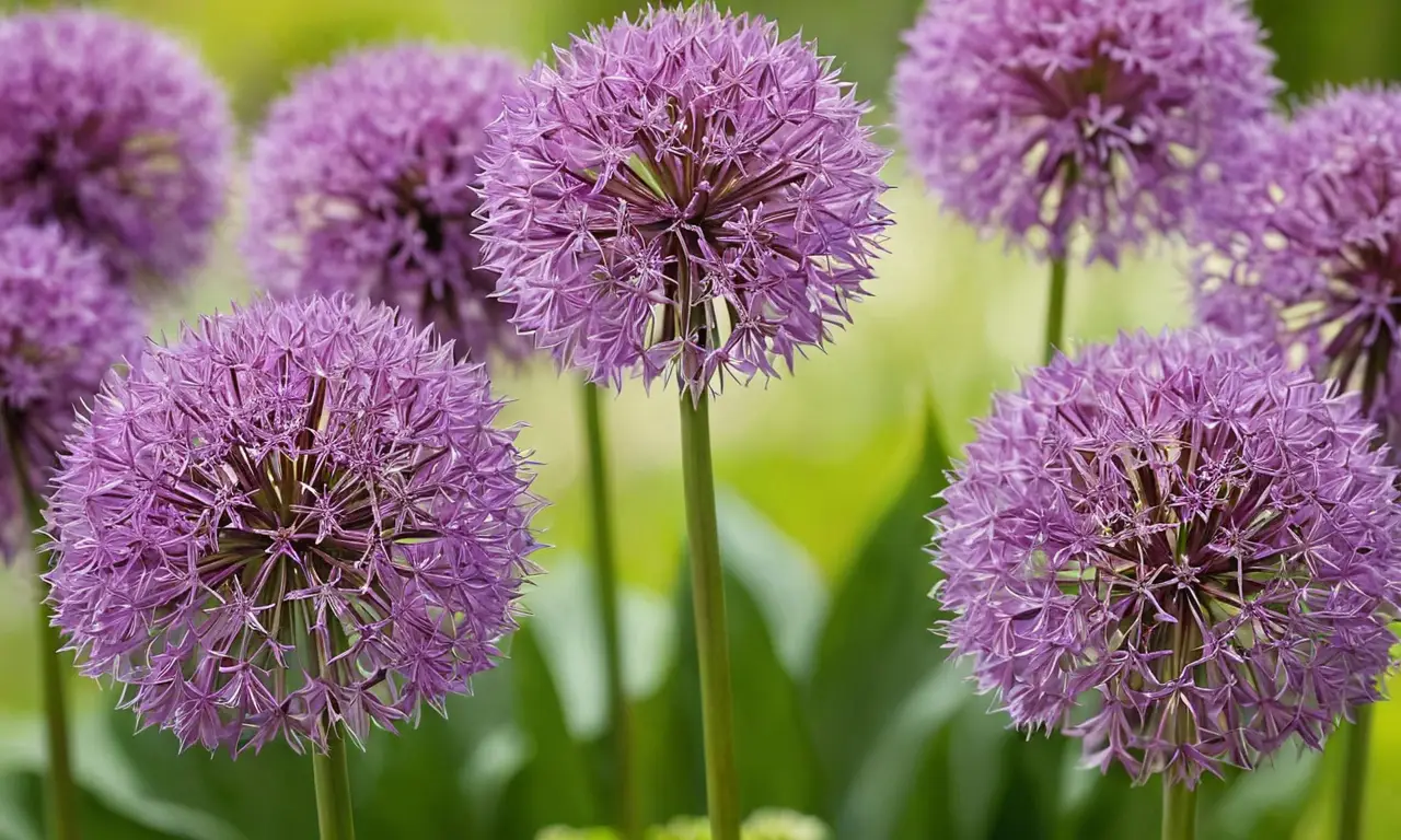 Flores de allium morado en un jardín