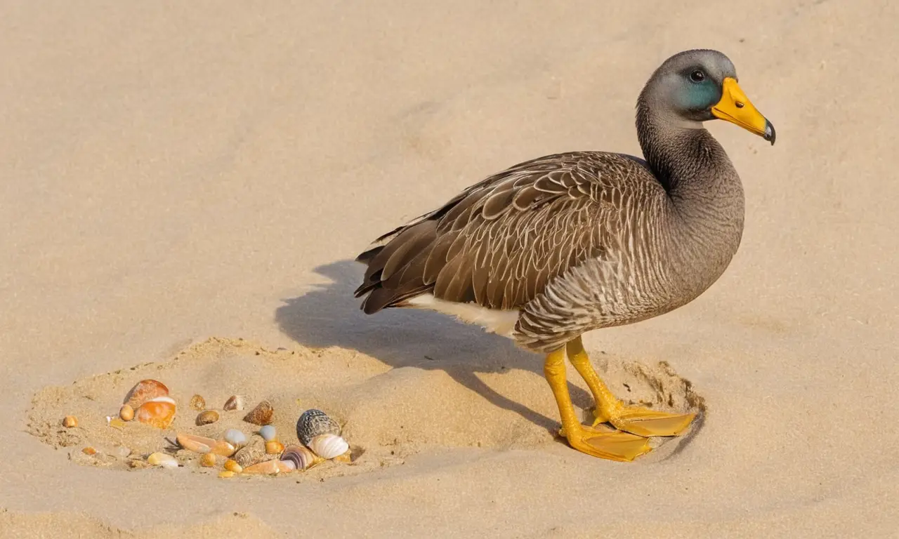 Escena de playa con un dodo destacado