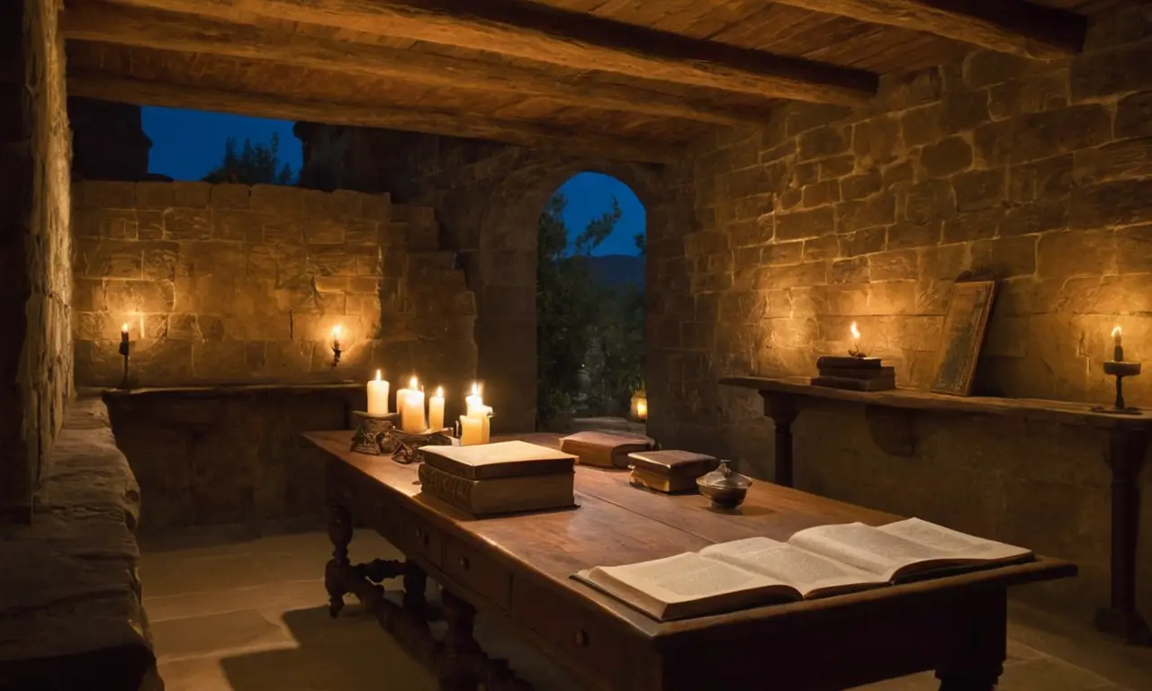 Sala histórica llena de mapas y libros