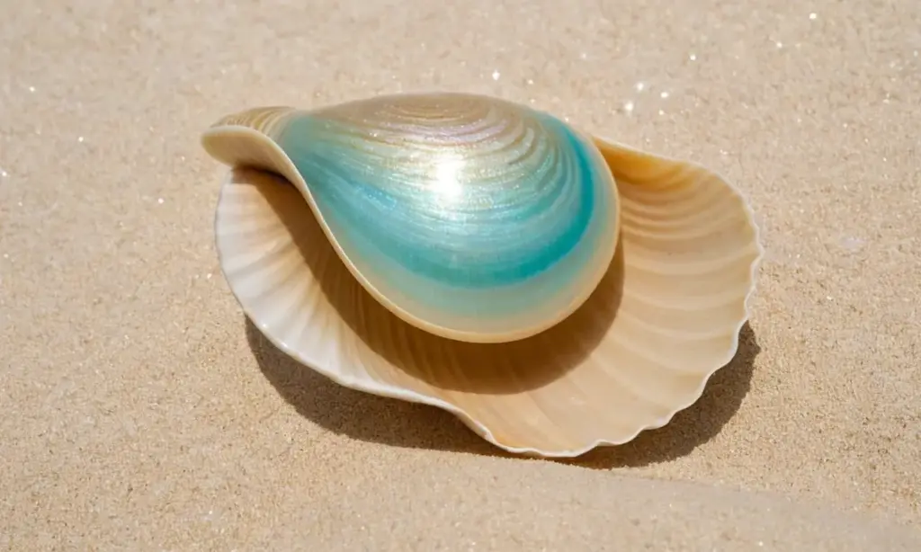 Concha de almeja con perla brillante