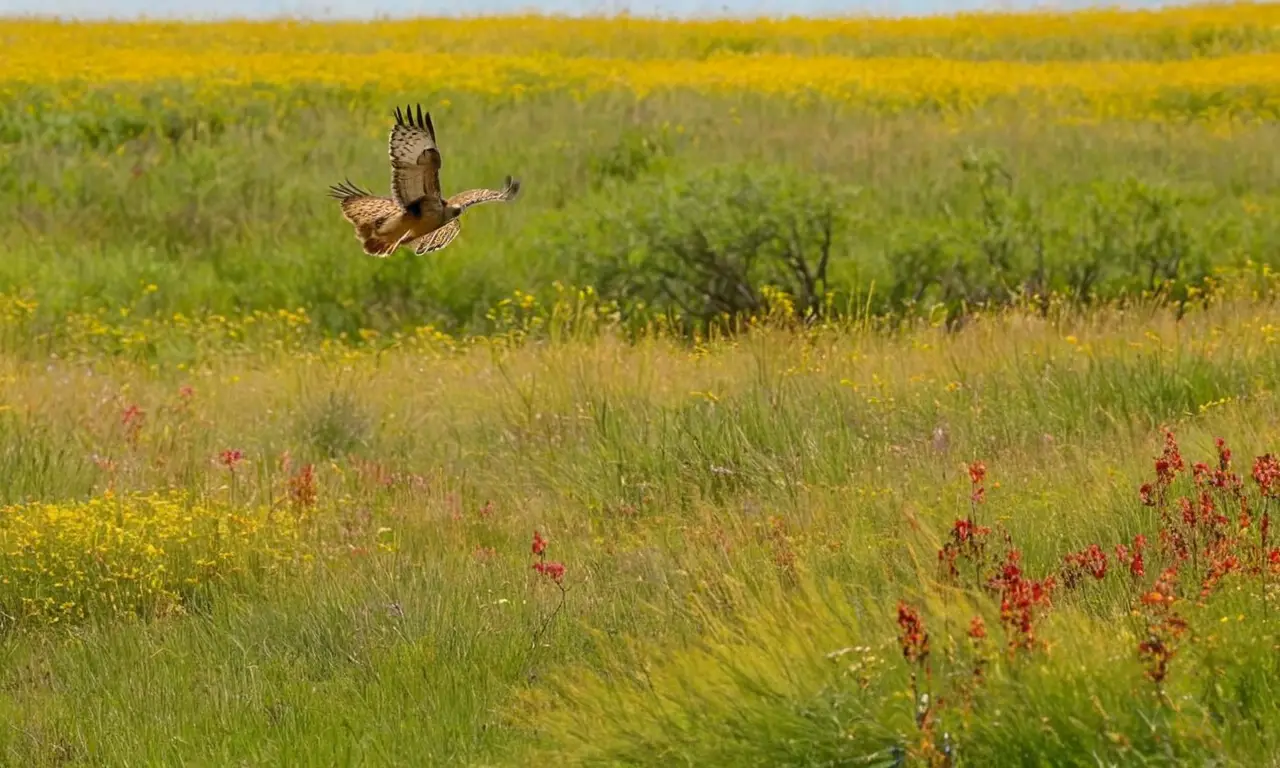 Pradera vibrante con fauna y flora diversa