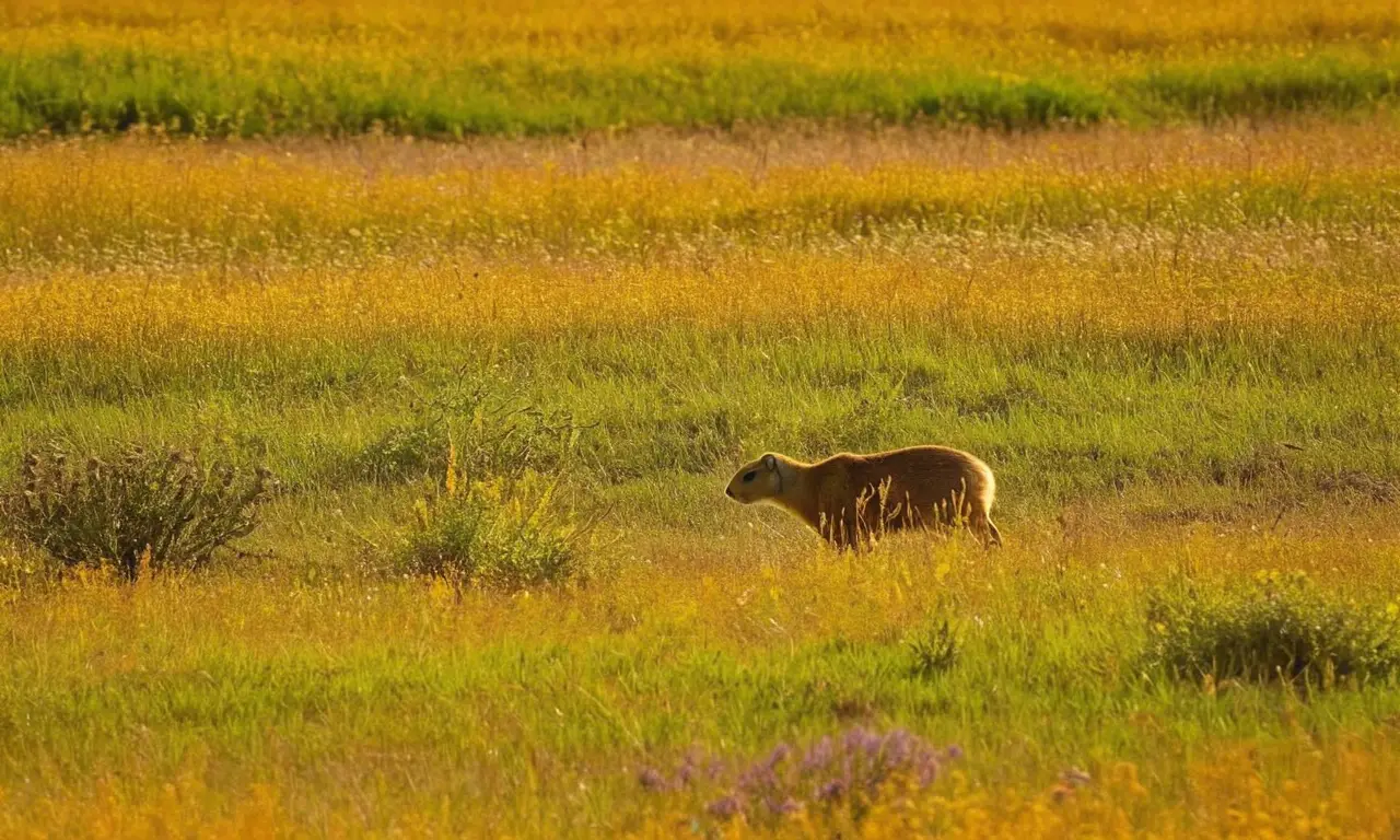 Pradera vibrante llena de vida silvestre