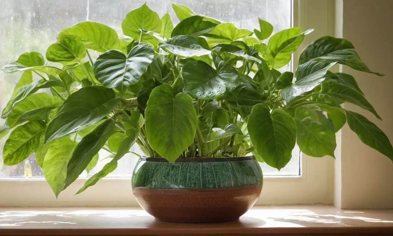 Plantas vibrantes iluminadas en un hogar