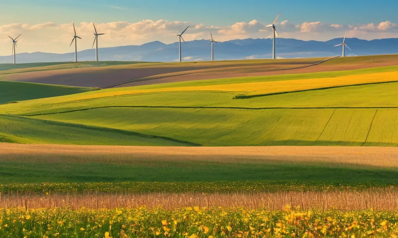 Paisaje armonioso de energía renovable y naturaleza