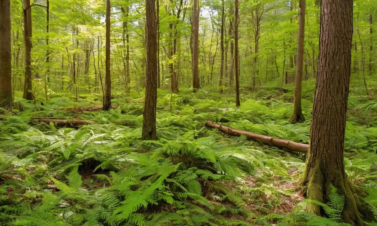 Bosque vibrante con vida y contrastes marcados