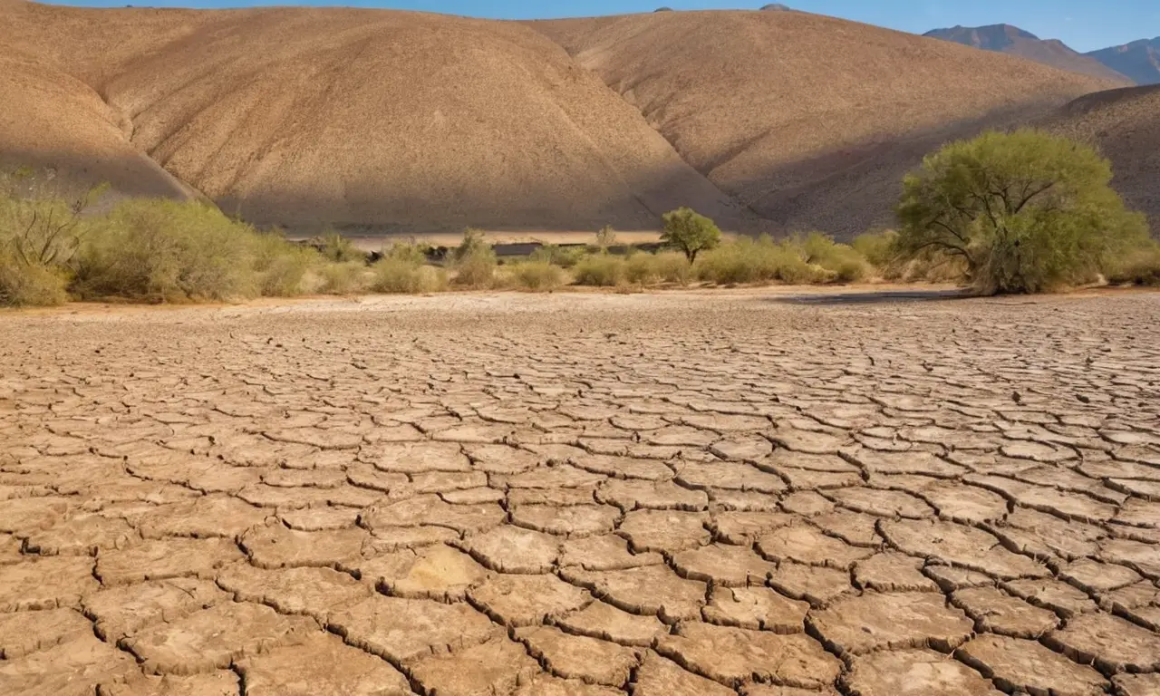 Un paisaje árido, un agricultor y esperanza