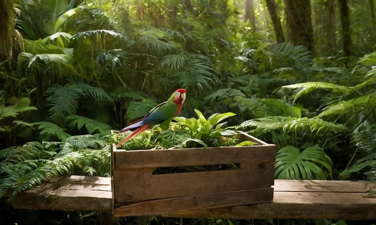 Bosque tenso con paracaídas y naturaleza vibrante