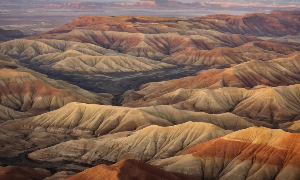 Paisaje geológico oscuro y vibrante, lleno de historia
