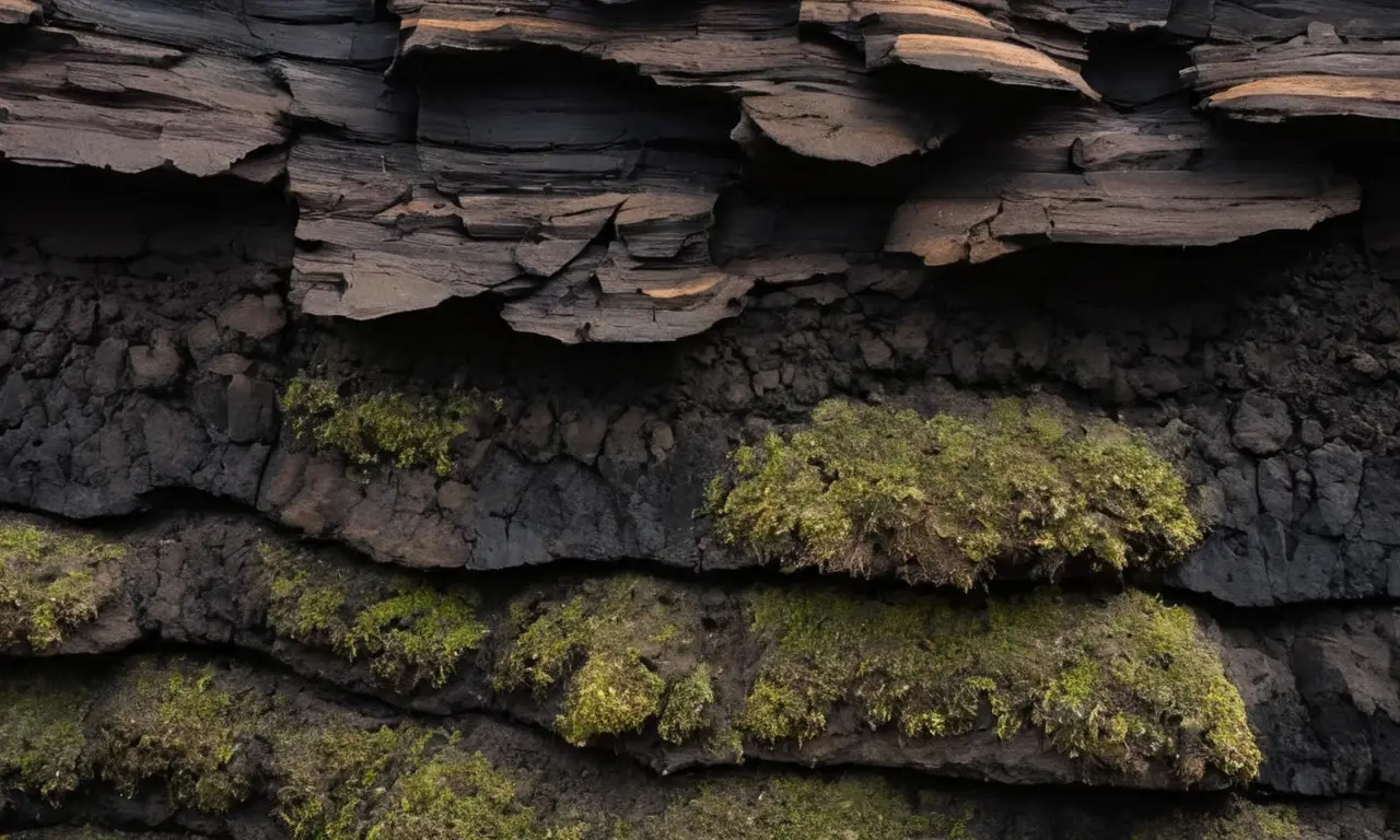 Texturas de carbón y turba en luz natural