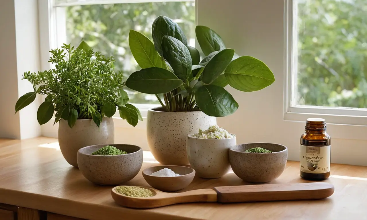 Cocina iluminada con ingredientes frescos y naturales