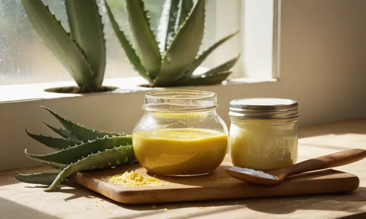 Cocina iluminada con ingredientes vibrantes y naturales