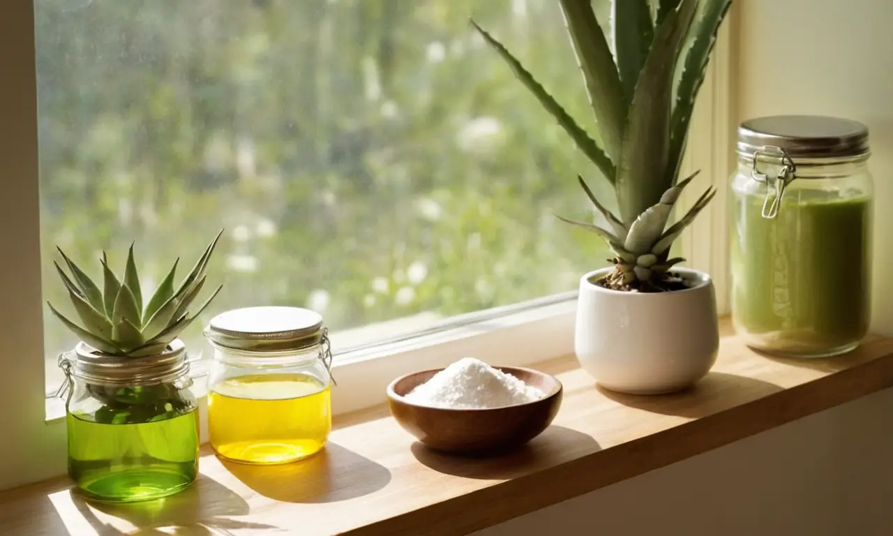 Cocina iluminada, preparando sunscreen casero