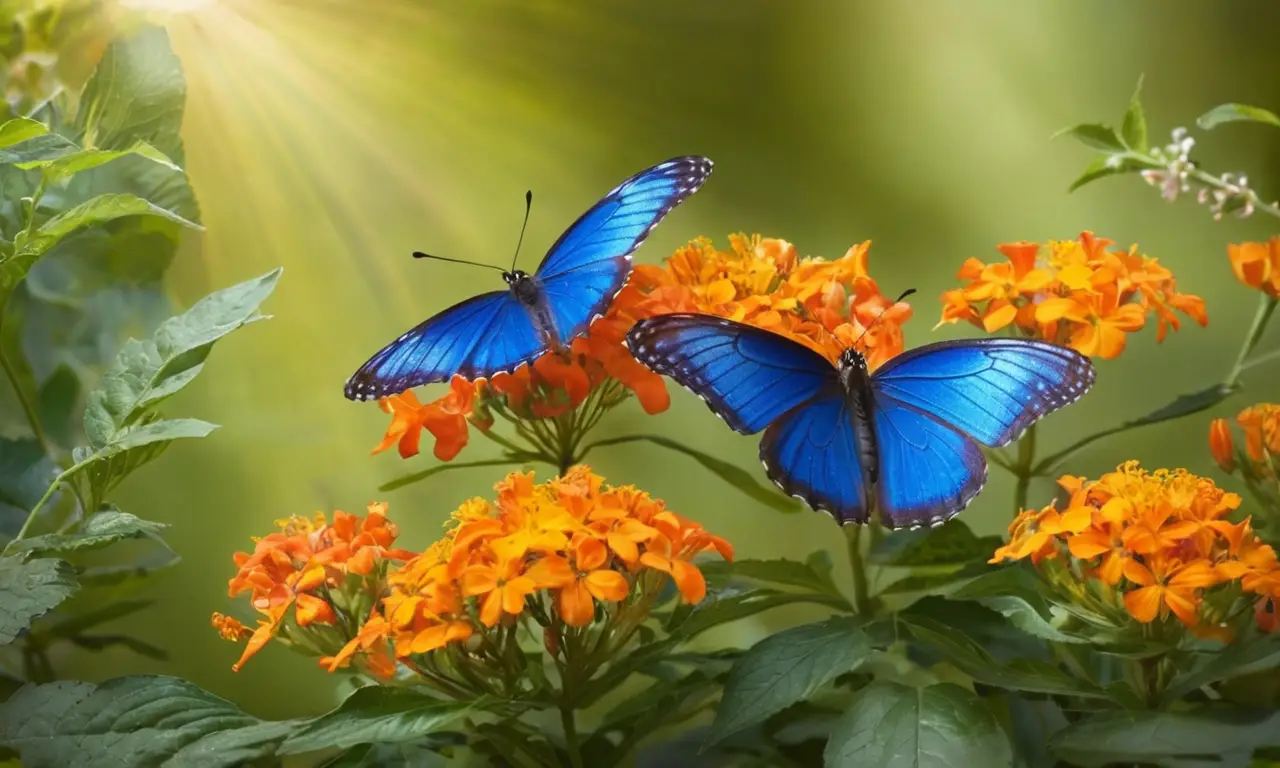 Dos mariposas bailan en armonía floral