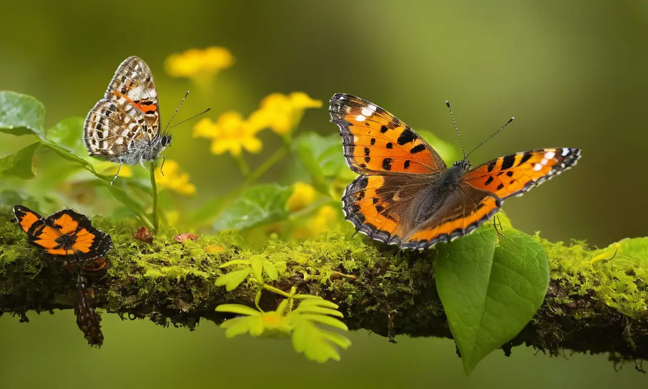 Bosque vibrante con mariposas y armonía natural