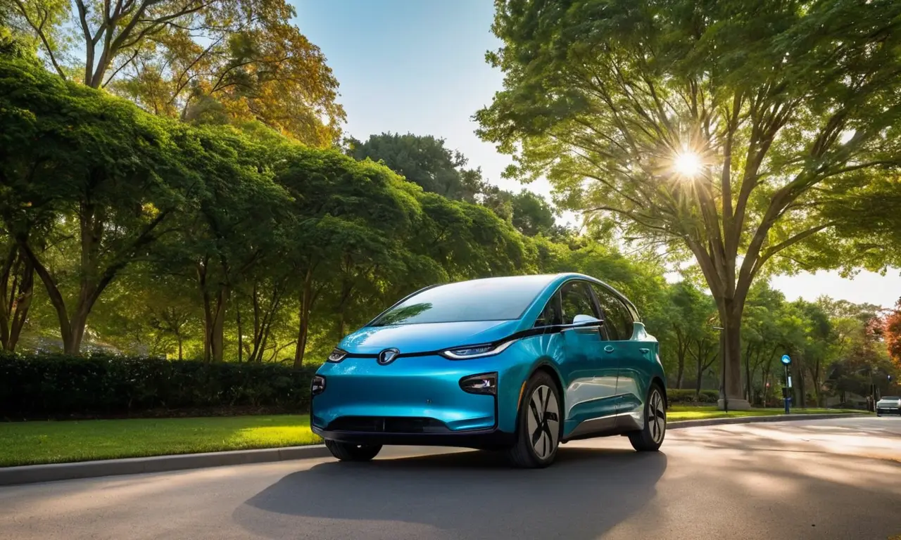 Vehículo eléctrico moderno brilla en la calle
