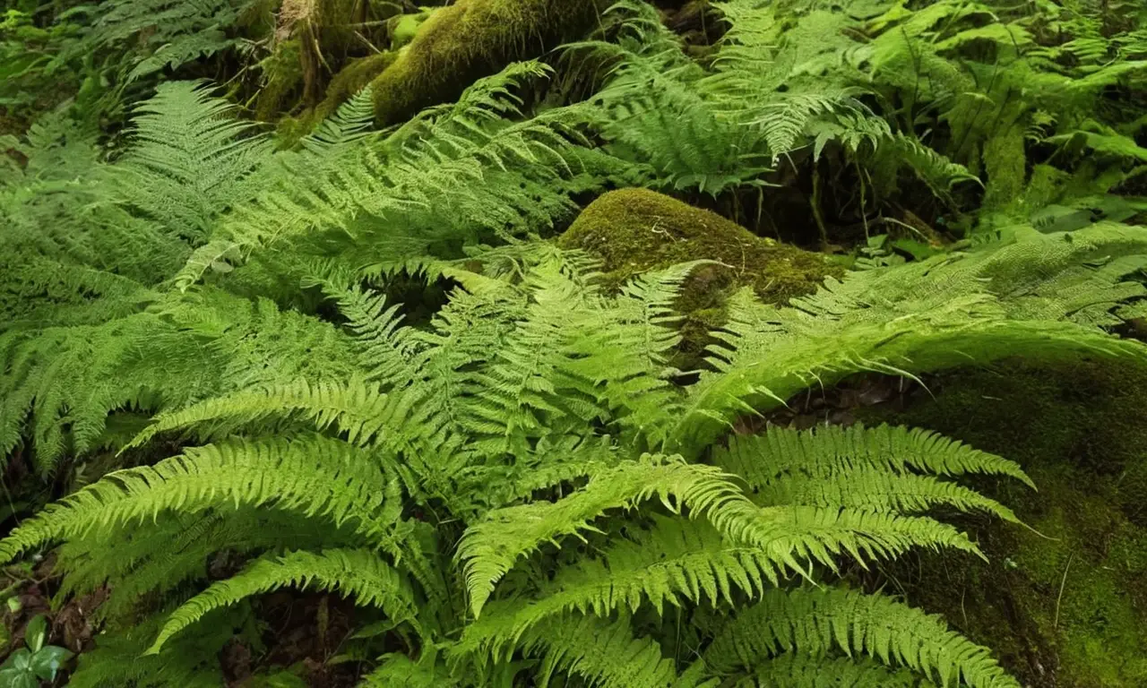 Bosque húmedo con frondas verdes y armoniosas