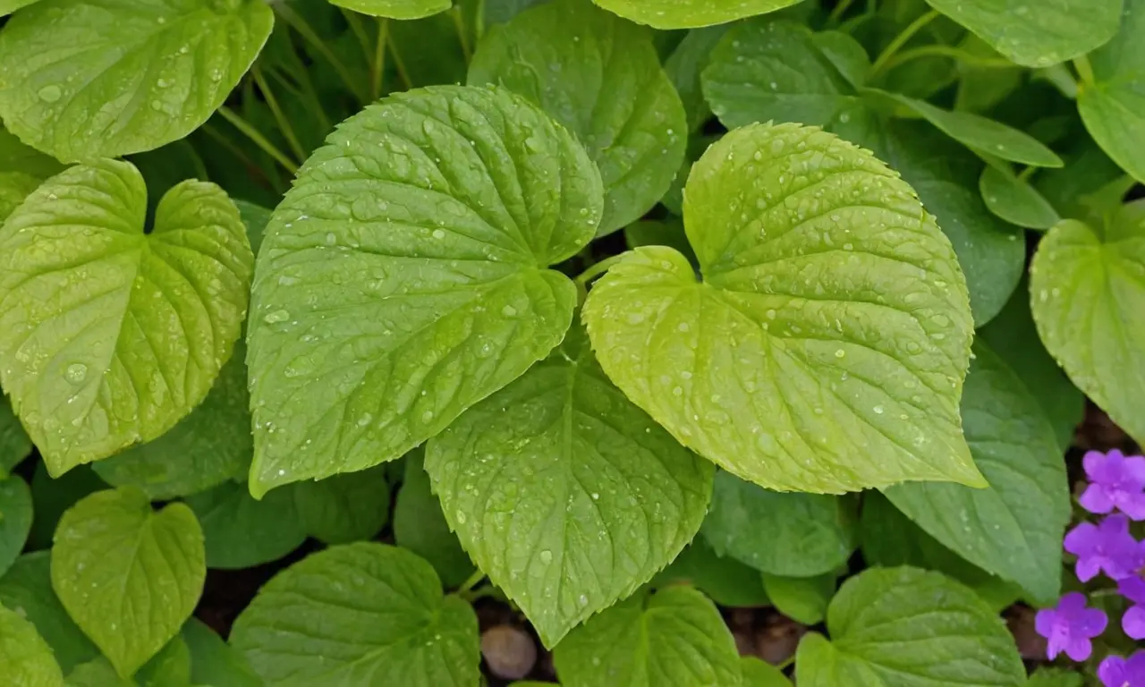 Planta vibrante con flores moradas y hojas verdes